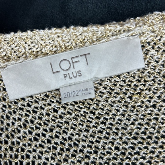Loft Plus Size Ribbed Gold Metallic Knit Sweater - Picture 5 of 5